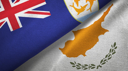 Anguilla and Cyprus two flags textile cloth, fabric texture