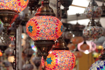 asian traditional lamps in the shop