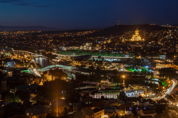 Fototapeta na wymiar Night view of old town of Tbilisi. Tiflis is the largest city of Georgia, lying on the banks of Mtkvari River.