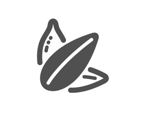 Tasty seeds sign. Sunflower seed icon. Vegan food symbol. Classic flat style. Simple sunflower seed icon. Vector