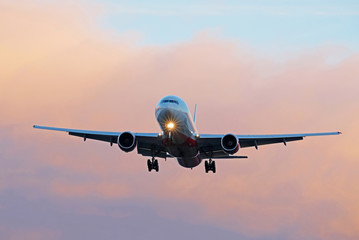The plane arrives at the international airport