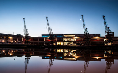 Bristol docks,  England, United Kingdom by moon light