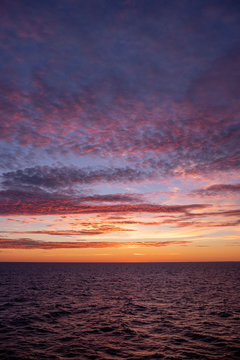 The midnight sun setting over Baltic Sea, Atlantic Ocean, Russia