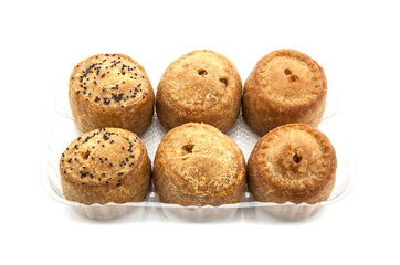 Selection of Pork Pies on a white background