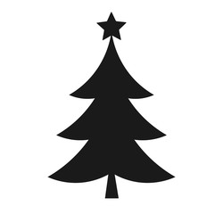 Christmas tree  with star, shape black icon.