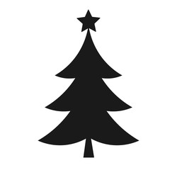 Obraz premium Christmas tree with star, shape black icon.
