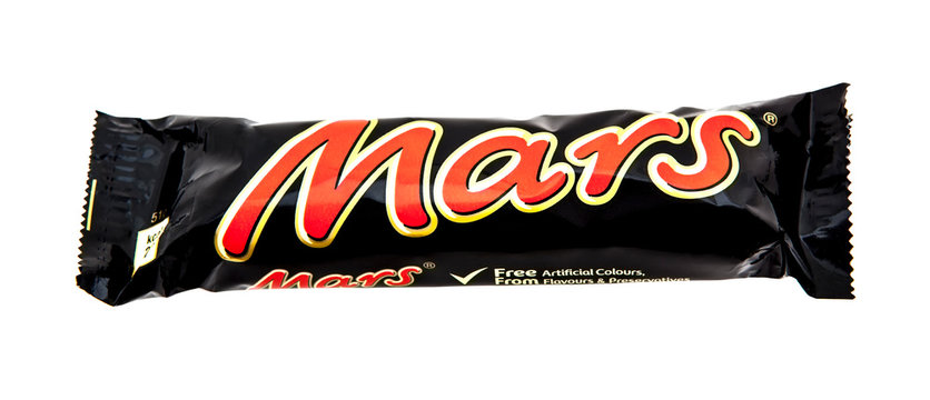 Mars Bar on White Background