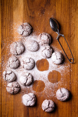 cookies on a table sprinkled with icing sugar