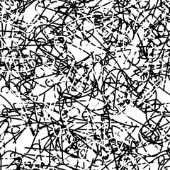 Black and white grunge background seamless. Abstract repeating monochrome texture. Vector chaotic pattern