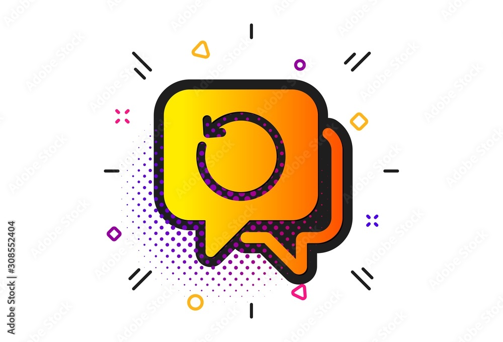 Poster backup data sign. halftone circles pattern. recovery info icon. restore information symbol. classic 