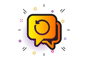 Fototapeta premium Backup data sign. Halftone circles pattern. Recovery info icon. Restore information symbol. Classic flat recovery data icon. Vector