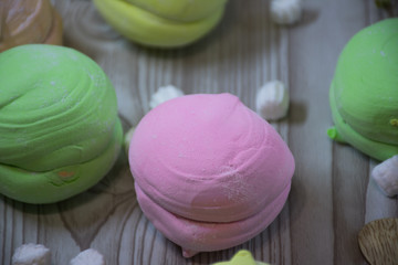 colorful macaroons on a white background