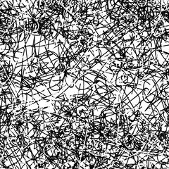 Black and white grunge background seamless. Abstract repeating monochrome texture. Vector chaotic pattern