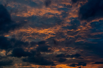 Fototapeta premium Sunset with colored and illuminated clouds. Rio de janeiro Brazil