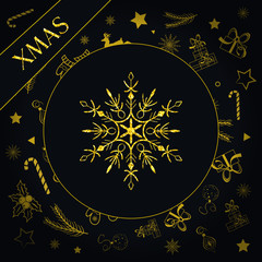 Snowflake christmas set over abstract background vector illustration. Christmas design elements. Vector EPS 10.