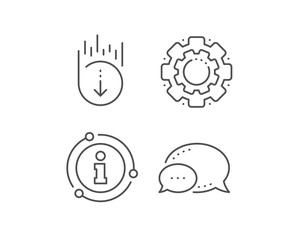 Scroll down line icon. Chat bubble, info sign elements. Scrolling screen sign. Swipe page. Linear scroll down outline icon. Information bubble. Vector