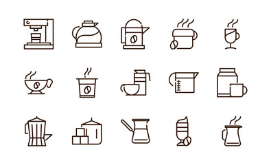 coffee fresh product maker machine and others icon line design