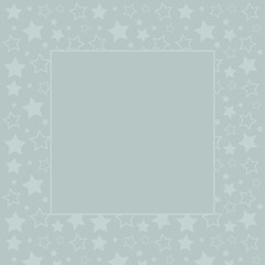 Frame with blank space for text. Border of silver stars. gray background. Vector for Christmas and New Year greeting card, banner, invitation, packaging design, illustration pattern