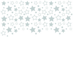 Frame with blank space for text. Border of silver stars. white background. Vector for Christmas and New Year greeting card, banner, invitation, packaging design, illustration pattern