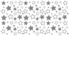 Frame with blank space for text. Border of silver stars. white background. Vector for Christmas and New Year greeting card, banner, invitation, packaging design, illustration pattern