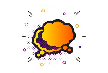 Chat sign. Halftone circles pattern. Comic speech bubble icon. Social media message symbol. Classic flat speech bubble icon. Vector