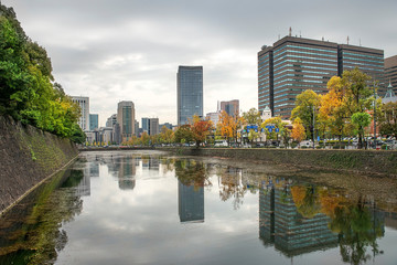 cityscape of Tokyo, view of the central business district of Tokyo from a city public park