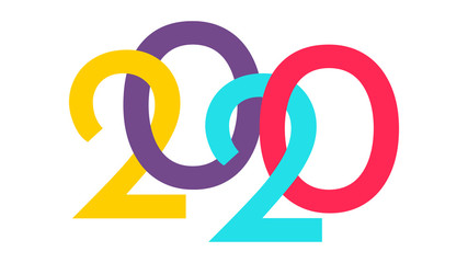 2020 Happy New Year logo text design