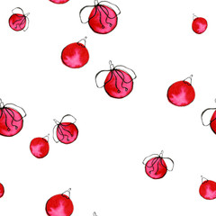 Colorful watercolor Christmas balls seamless pattern. Watercolor painted hand drawn Christmas balls.Can be used as wallpaper, desktop, printing, wrapping, fabric or background for your blog.