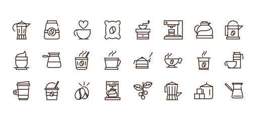 coffee fresh product maker machine and others icon line design