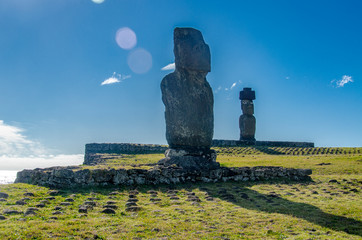 Chile - Rapa Nui or Easter Island - Tahai - Ahu Vai Uri y Ahu Ko Te Riku
