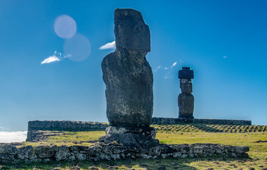 Chile - Rapa Nui or Easter Island - Tahai - Ahu Vai Uri y Ahu Ko Te Riku