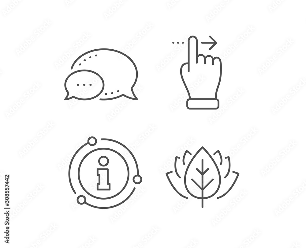 Poster touchscreen gesture line icon. chat bubble, info sign elements. slide right arrow sign. swipe action