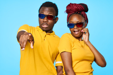 happy couple with sunglasses