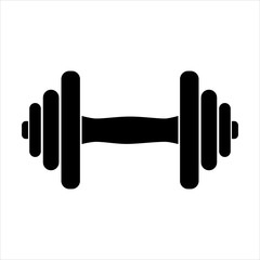 Dumbbell for gym icon , black sign design