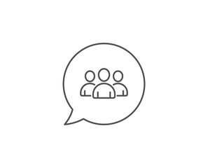 Group line icon. Chat bubble design. Users or Teamwork sign. Person silhouette symbol. Outline concept. Thin line group icon. Vector