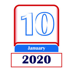 10 January 2020. Vector flat daily calendar. Date, month.