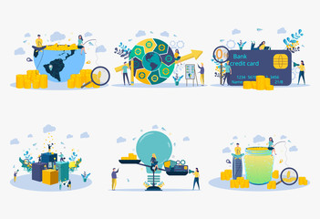 Creative idea to make a lot of money. The metaphor of a successful business. People catch money on the bait.