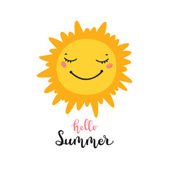 T-shirt Print Design for Kids with Little Cute Smiling Sun Icon and 