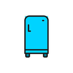 Retro fridge, single compartment refrigerator flat color line icon.