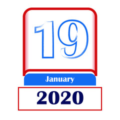 19 January 2020. Vector flat daily calendar. Date, month.