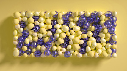 Beautiful background with beads, particles and simulation. 3d illustration, 3d rendering.