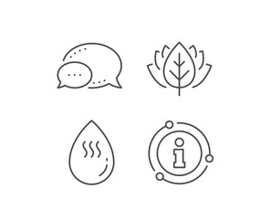 Hot water drop line icon. Chat bubble, info sign elements. Clean aqua sign. Liquid symbol. Linear hot water outline icon. Information bubble. Vector