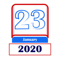 Fototapeta premium 23 January 2020. Vector flat daily calendar. Date, month.