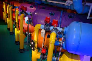 Large colorful water filtration tanks at Ripley's Aquarium Toronto