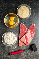 Raw veal schnitzel.