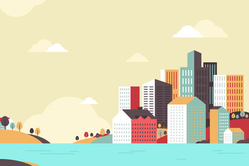 Naklejka premium City Urban Buildings Illustration