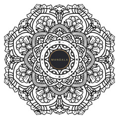 Black and white mandala vector isolated on white. Vector hand drawn circular decorative element.