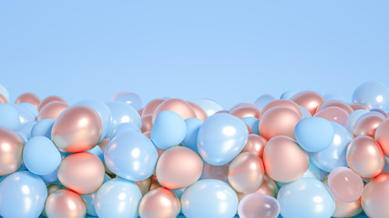 Beautiful background with beads, particles and simulation. 3d illustration, 3d rendering.