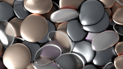 Beautiful background with beads, particles and simulation. 3d illustration, 3d rendering.