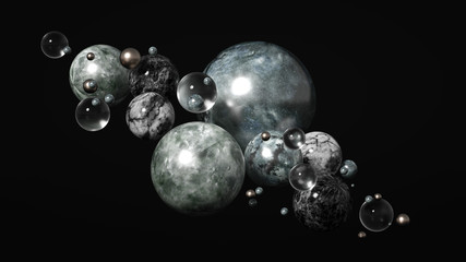 Beautiful, elegant, abstract background with metal and the texture of stone, marble and granite. 3d illustration, 3d rendering.